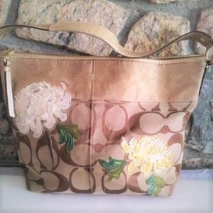 Coach Signature STP Bag Floral Applique A0869